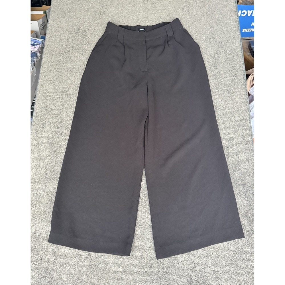 Express Black Wide Leg Trousers High Rise Elastic Back Culotte Pants Size 8S